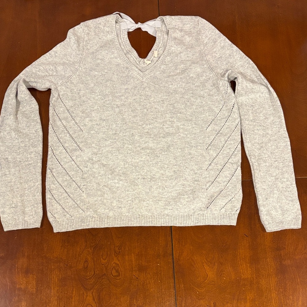 Moth Light Gray V-Neck Sweater